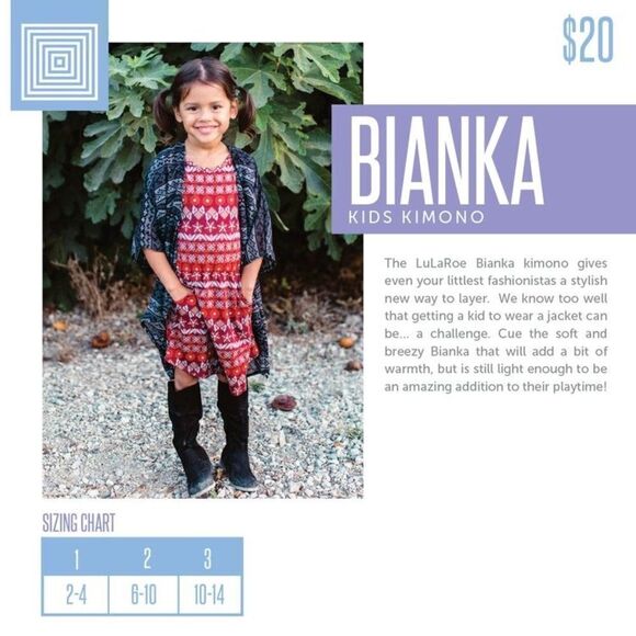Lularoe Bianka Kimono kids 10/14 or 2-6 women’s - Picture 5 of 5
